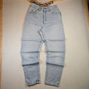 VTG Lee Jeans Size 10 Medium Women Light Wash Tapered Leg Denim USA Distressed